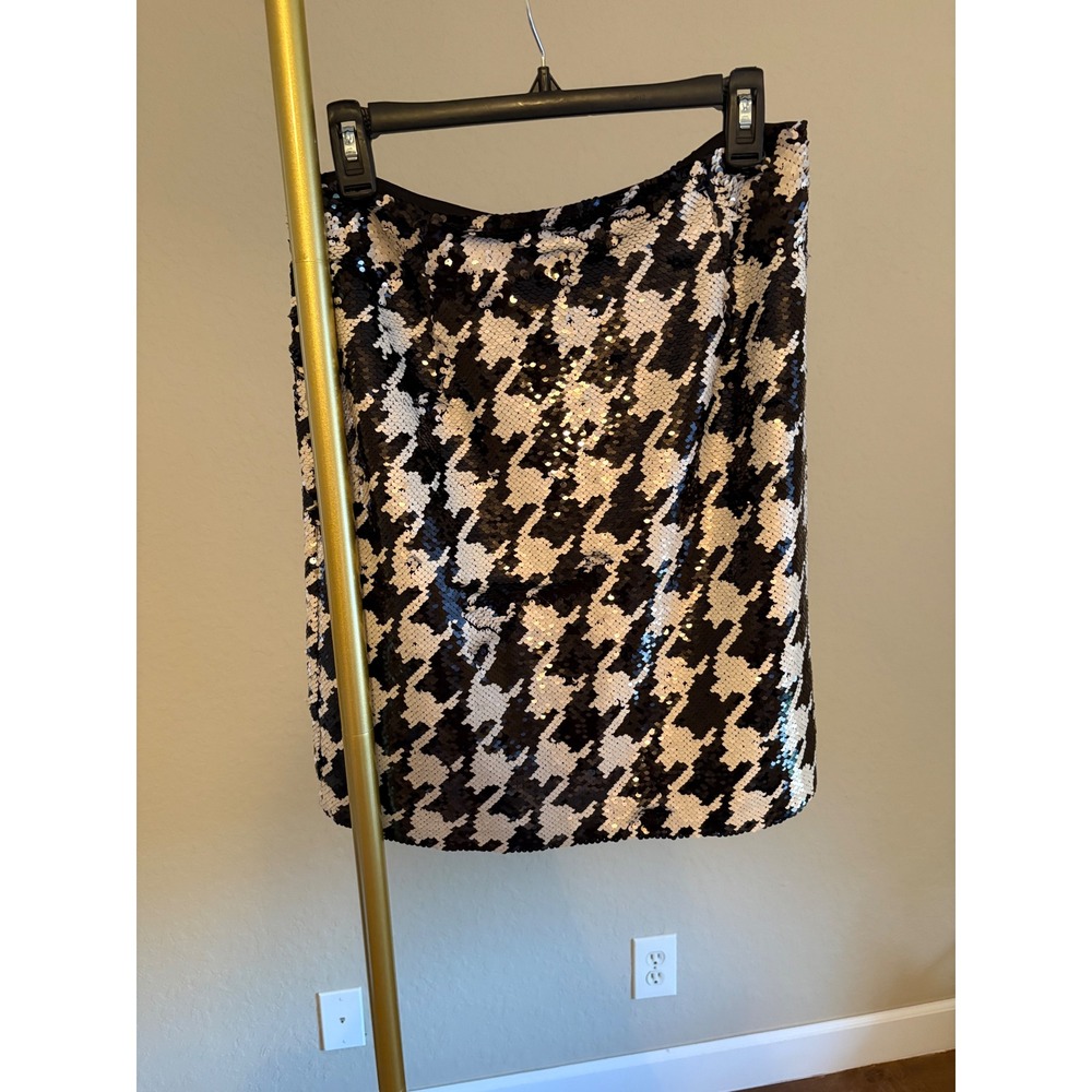 Tyler Boe Sequin Skirt NWT Houndstooth Mini Size 8 Party Glam Maximalist - Picture 3 of 6